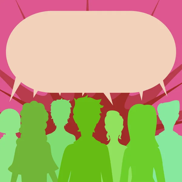 Group People Sharing Important Informations Speech Bubble — Archivo Imágenes Vectoriales