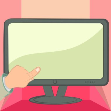 Businessman Pointing Tablet Screen. Hand Presenting Crutial Announcement