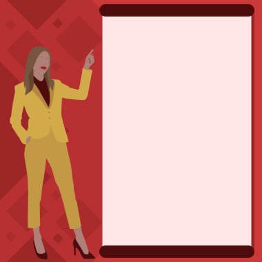 Businesslady Pointing Finger Empty Drawboard Planning Future Projects