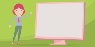 Teacher Design Points Hand At Blank Whiteboard Presentation Ideas.