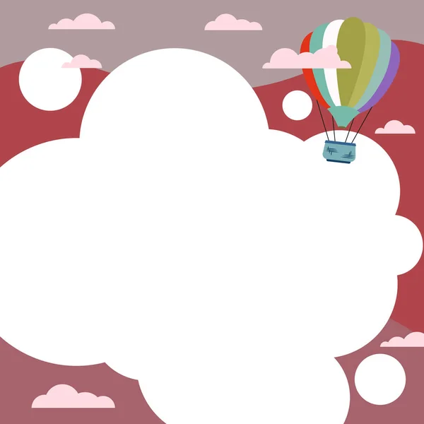 Heißluftballon Illustration Fliegende Wolken Erreichen Neue Reiseziele — Stockvektor