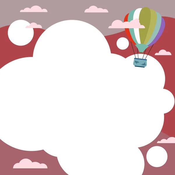 Hotair Globo Ilustración Nubes Voladoras Alcanzando Nuevos Destinos — Vector de stock