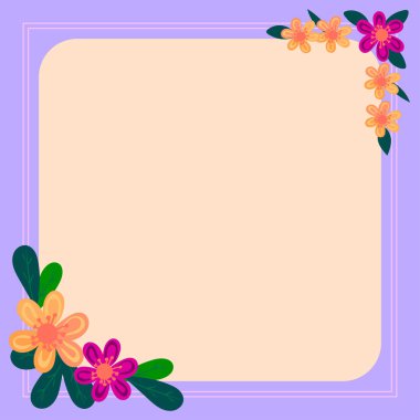 Çerçevenin içinde yapraklar, çiçekler ve önemli duyurular var..