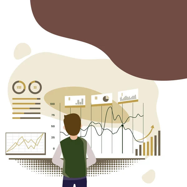 Businessman Looking Chart Presenting Crucial Graphs Charts — Stockvector