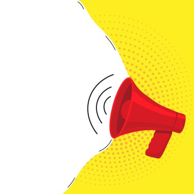 Muhabbet Baloncuğuyla Megafon Çizimi Yeni Duyuruyu Gösteriyor.