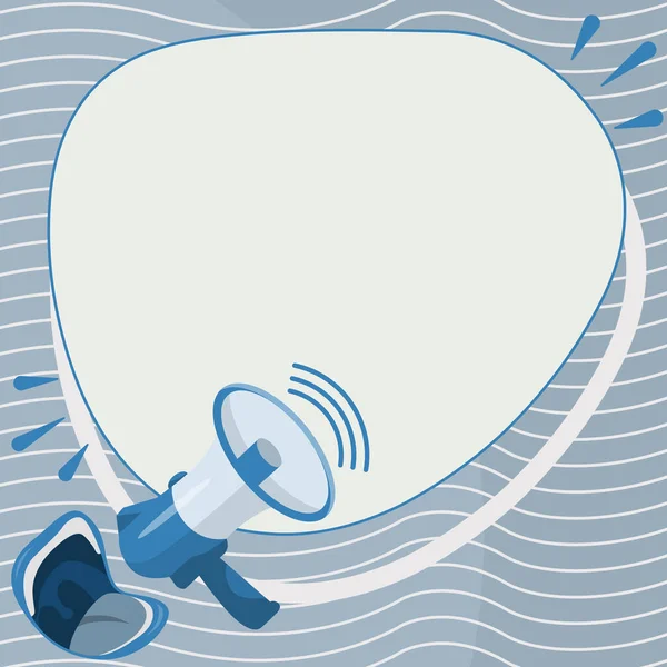 Large Mouth Speaking Megaphone Drawing Conversation Bubble — Image vectorielle