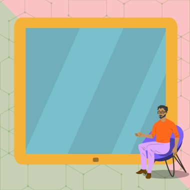 Man Pointing Hand Empty Screen Representing Planning Future Projects