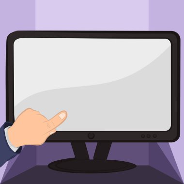 Businessman Pointing Tablet Screen. Hand Presenting Crutial Announcement
