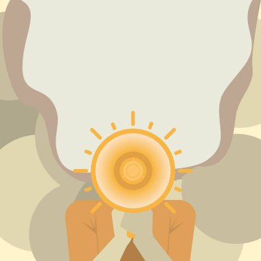 Megafonla Konuşan Kadın Konuşma Baloncuğuyla Duyuru Yapıyor.