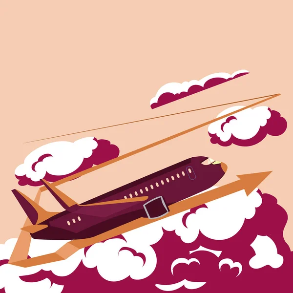 Plane Taking Off Leaving Arrow Behind And Presenting Important Message.