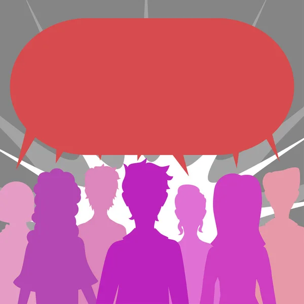 Ομάδα Ανθρώπων Που Μοιράζονται Σημαντικές Πληροφορίες Στη Φούσκα Ομιλίας — Διανυσματικό Αρχείο