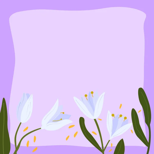 Cadre Vierge Décoré Avec Des Formes Modernisées Abstraites Fleurs Feuillage — Image vectorielle