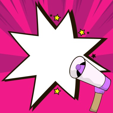 Muhabbet Baloncuğuyla Megafon Çizimi Yeni Duyuruyu Gösteriyor.