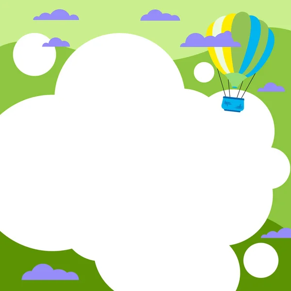 霍塔埃尔气球图解飞行云彩到达新目的地 — 图库矢量图片