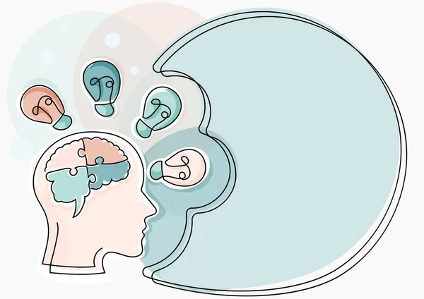 Man Puzzled Brain Thinking New Ideas Shown Presentation Board —  Vetores de Stock