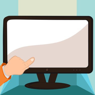 Businessman Pointing Tablet Screen. Hand Presenting Crutial Announcement