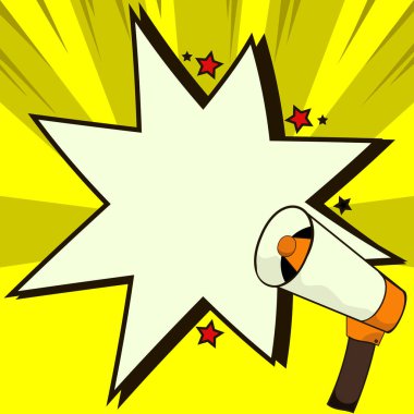 Muhabbet Baloncuğuyla Megafon Çizimi Yeni Duyuruyu Gösteriyor.