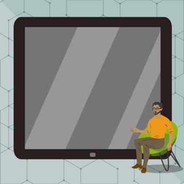 Man Pointing Hand Empty Screen Representing Planning Future Projects