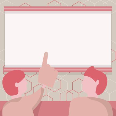 Couple Discussing Plans Near A Blank Drawboard Pointing On Screen