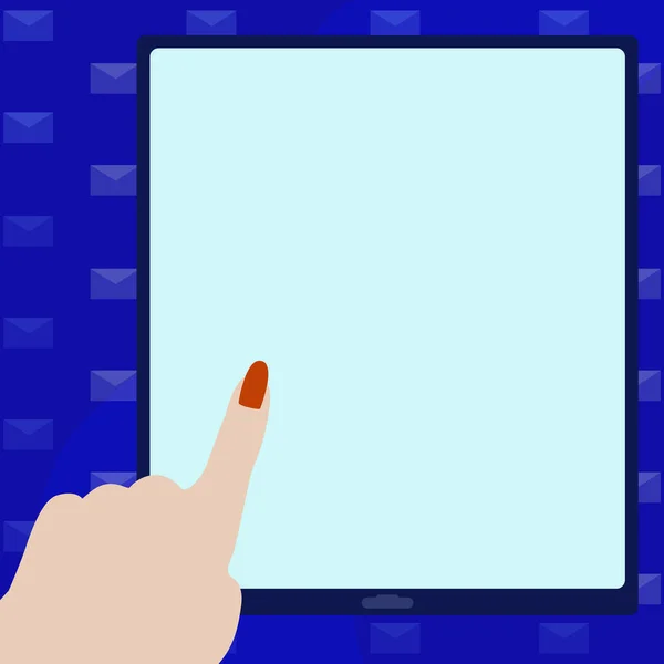 Pointing Finger Empty Screen Tablet Representing Planning Future Projects – Stock-vektor