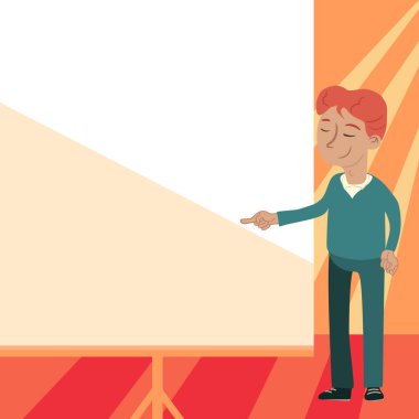 Businessman Pointing Finger At Empty Drawboard During Meeting