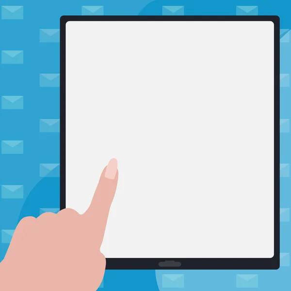 Pointing Finger Empty Screen Tablet Representing Planning Future Projects — Vector de stock