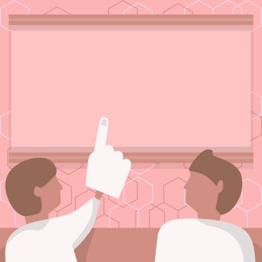 Couple Discussing Plans Near A Blank Drawboard Pointing On Screen