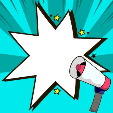 Muhabbet Baloncuğuyla Megafon Çizimi Yeni Duyuruyu Gösteriyor.