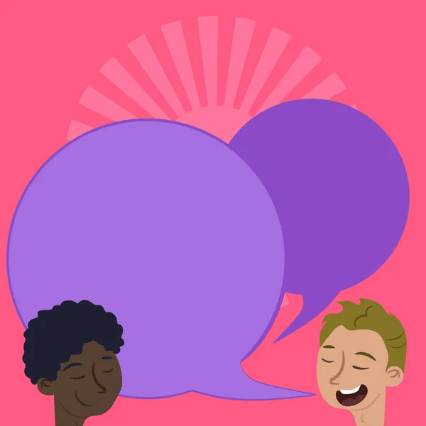 Boldog Barátok Beszélgetnek Egymással Jól Érzik Magukat — Stock Vector