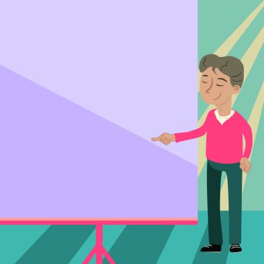 Businessman Pointing Finger At Empty Drawboard During Meeting