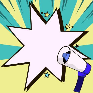 Muhabbet Baloncuğuyla Megafon Çizimi Yeni Duyuruyu Gösteriyor.