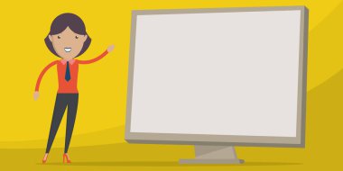 Teacher Design Points Hand At Blank Whiteboard Presentation Ideas.