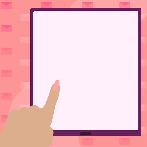 Pointing Finger Empty Screen Tablet Representing Planning Future Projects — ストックベクタ