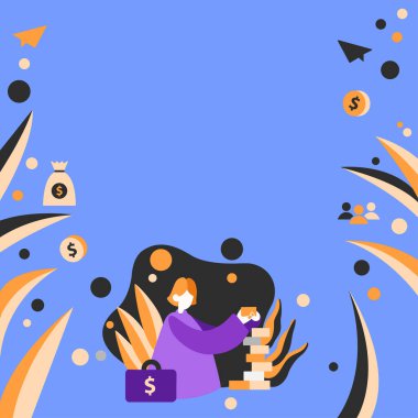 Businesswoman With Briefcase With Dollar Sign Building Blocks.