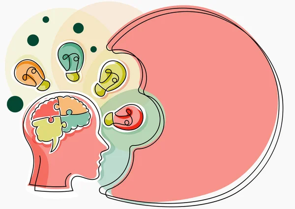Man Puzzled Brain Thinking New Ideas Shown Presentation Board — Stock vektor