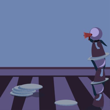 Robots Standing Over One Another And Showing Important News With Megaphone.