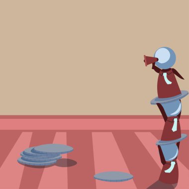 Robots Standing Over One Another And Showing Important News With Megaphone.