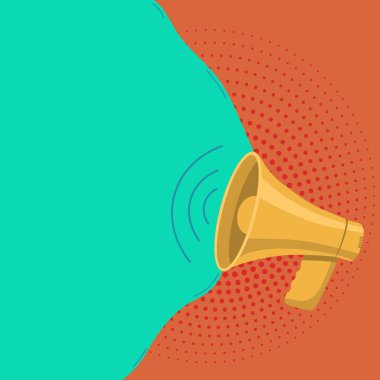 Muhabbet Baloncuğuyla Megafon Çizimi Yeni Duyuruyu Gösteriyor.