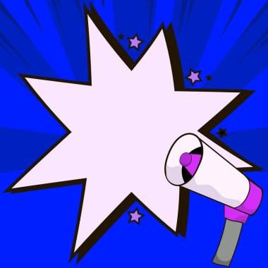 Muhabbet Baloncuğuyla Megafon Çizimi Yeni Duyuruyu Gösteriyor.