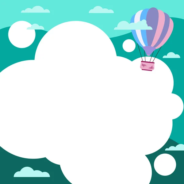 Hotair Повітряна Куля Ілюстрація Літаючі Хмари Досягають Нових Напрямків — стоковий вектор