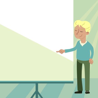 Businessman Pointing Finger At Empty Drawboard During Meeting