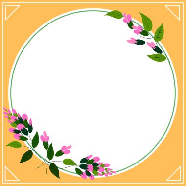 Çerçevenin içinde yapraklar, çiçekler ve önemli duyurular var..