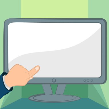 Businessman Pointing Tablet Screen. Hand Presenting Crutial Announcement