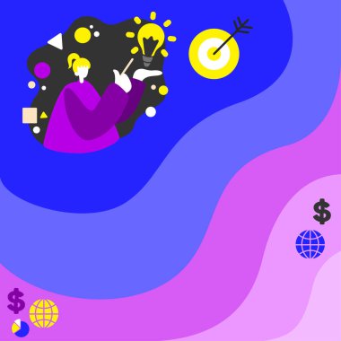 Standing Businesswoman Presenting Recent Innovative Ideas.