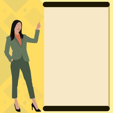 Businesslady Pointing Finger Empty Drawboard Planning Future Projects