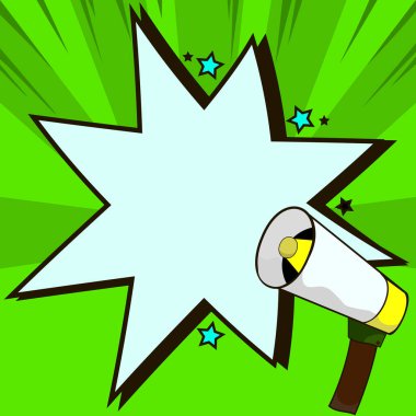 Muhabbet Baloncuğuyla Megafon Çizimi Yeni Duyuruyu Gösteriyor.