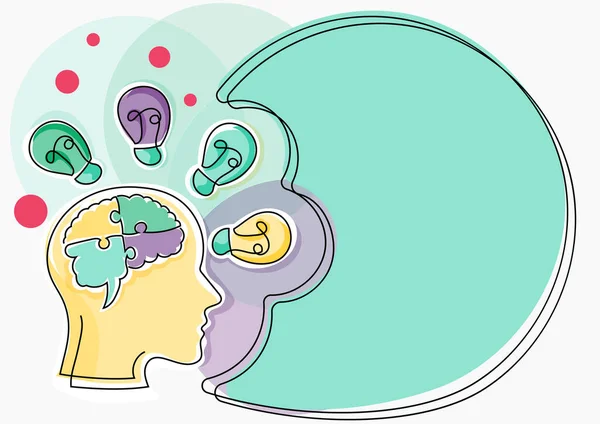 Man Puzzled Brain Thinking New Ideas Shown Presentation Board — Stockový vektor