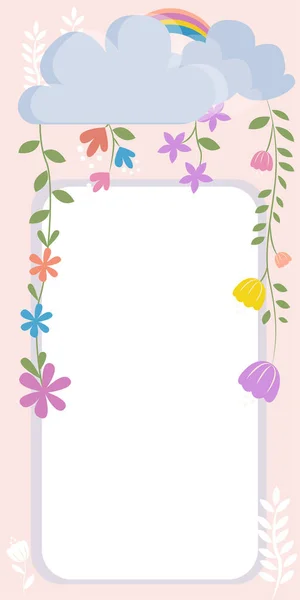 Frame Rainbow Leaves Flowers Clouds New Ideas — Vector de stock