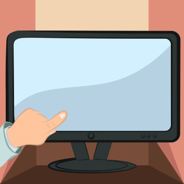 Businessman Pointing Tablet Screen. Hand Presenting Crutial Announcement