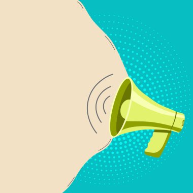 Muhabbet Baloncuğuyla Megafon Çizimi Yeni Duyuruyu Gösteriyor.